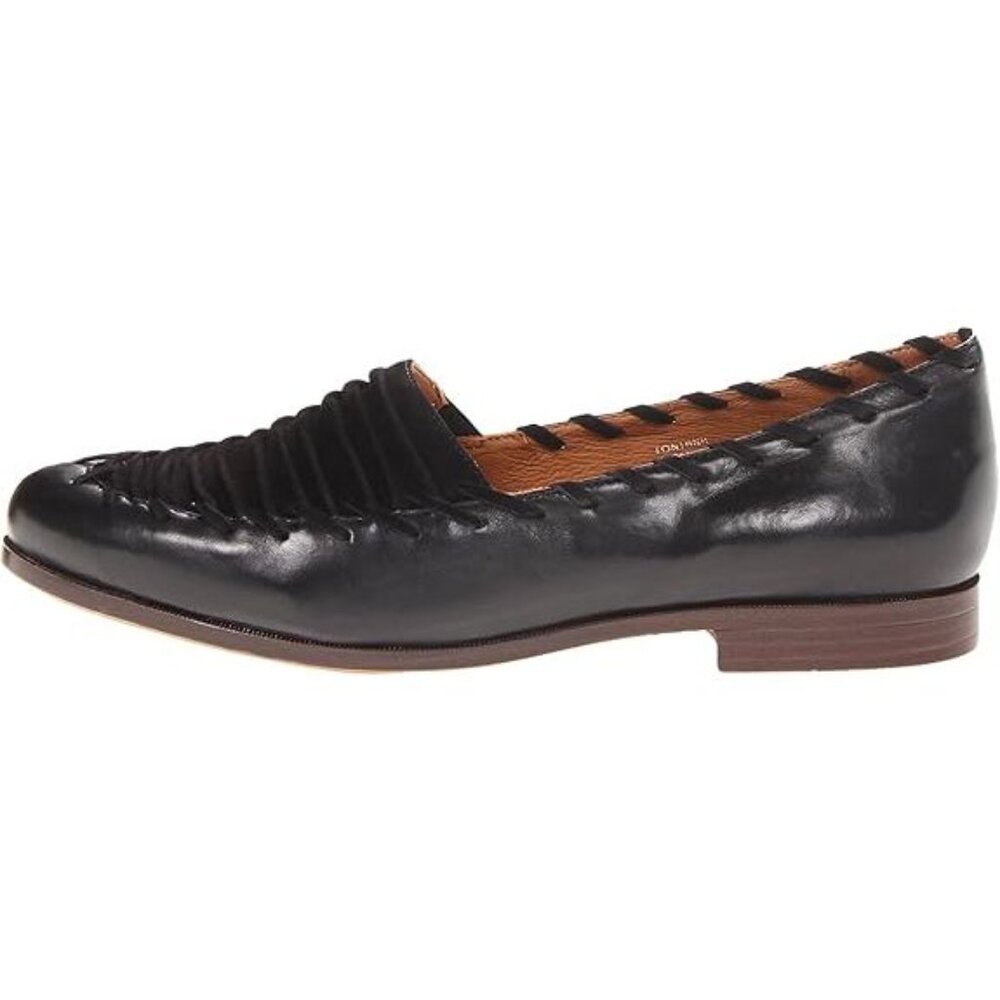 NEW Earthies Women Fontana Black Gathered Slip On Pointed Loafer Dress Shoes - Picture 3 of 7